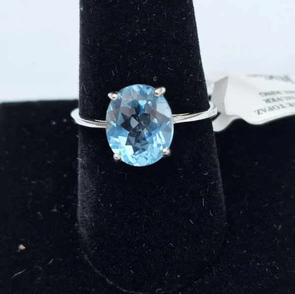 Natural Sky Blue Topaz 4.80 Carat Sterling Silver Ring Size 10 New! - Picture 3 of 7